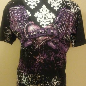 Sinful by Affliction embellished vneck tee